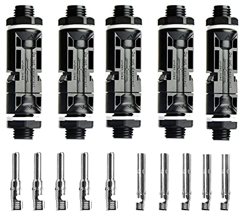 1# Mc4.0 Solar Connectors 5pars Junction Box Adapter PV Combiner Box Connestor Compatible with 14awg-10awgMc-4.0 Solar Panel Cable Connectors for Junction Box IP68 30A