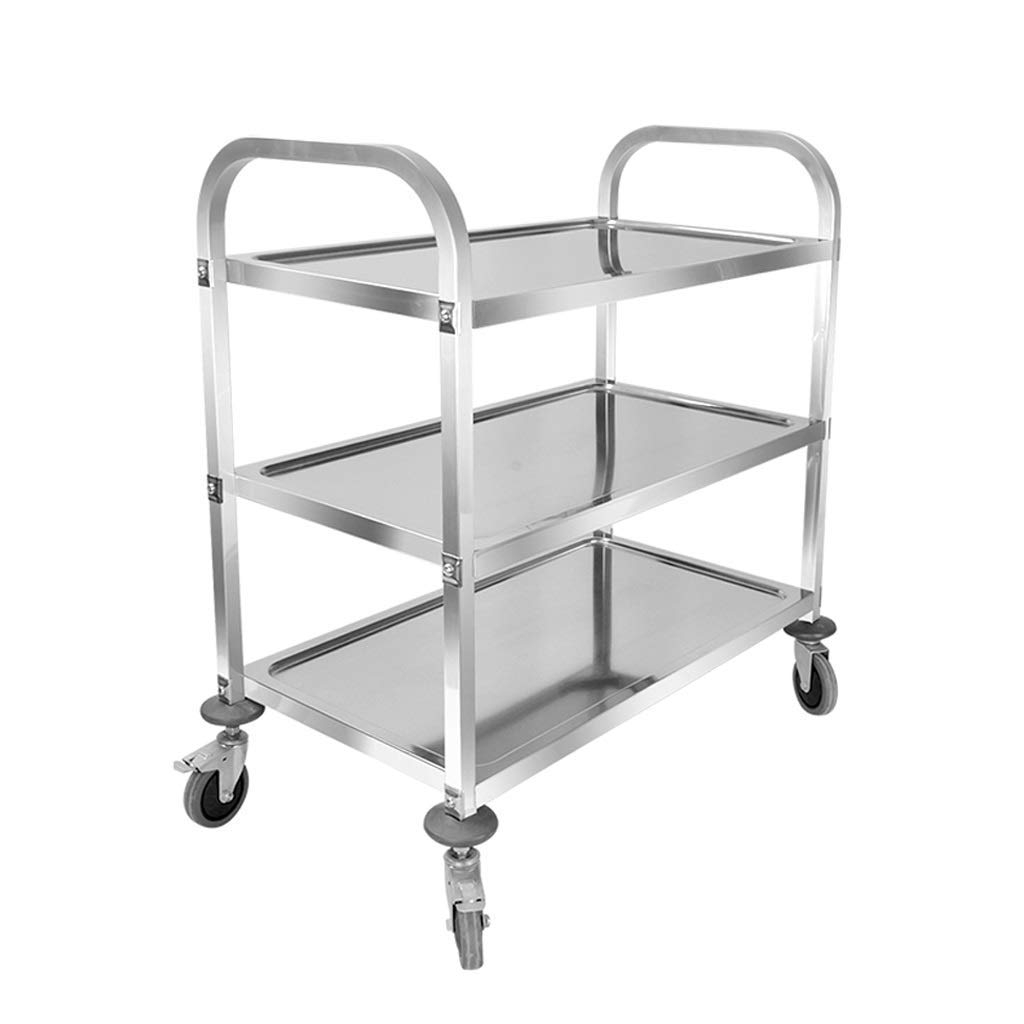 TKJfdTY Shelves Kitchen Serving Storage Trolley Stainless Steel Catering Cleaning Trolley Cart On Wheels Detachable Catering Trolley Utility Car Home Bar Cart, Large,Large