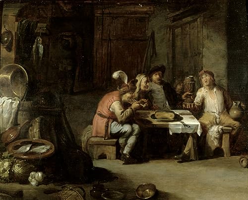 Tableaux sur toile de taverne par David Teniers pour salon chaleureux 60x90cm