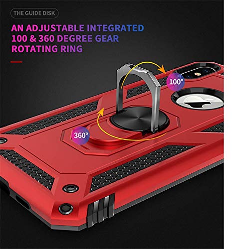 Image of REALCASE Shockproof Armor Back Cover Case Comaptible for XR | Heavy Duty Dual Layer Hybrid Military Grade Defender Ring Case Back Cover Compatible for XR (Red)