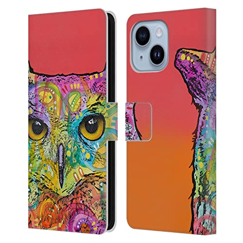 Coque en cuir iPhone 14 Plus Dean Russo Hibou Rouge aux finitions premium