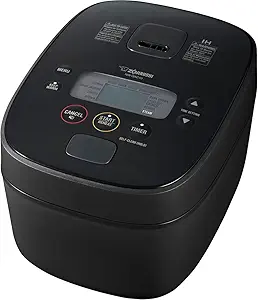 Zojirushi NW-QAC10 5.5-Cup Capacity Flat-Top Induction Cooker and Warmer with Custom Cooking Pan, Double Non-Stick Coating for Easy Clean-Up (Black)