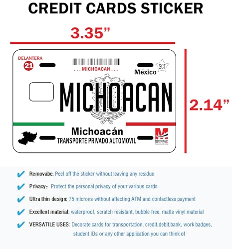 Michoacan Credit Card Skin Cover Vinyl Stickers (4 Pack) - Michoacan Mexcan Card Decal3