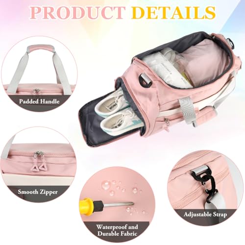 Image of PALAY Gym Bag Fashion Fitness Bag with Shoe Compartment Lightweight Duffle Shoulder Travel Multifunctional Travel Waterproof Day Pack Shoulder Yoga,Pink