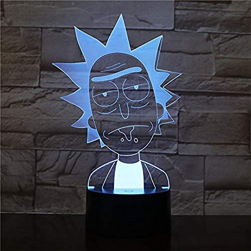 3D Illusion Light Cartoon Rick Morty Lampada da