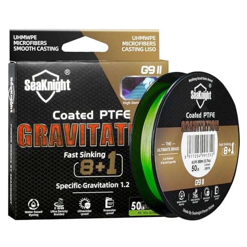 Seaknight G9 Series 9 Strands 8+1 Braided Fishing Lines 300M Fast Sinking Super Smooth PE Multifilament Wire PTFE Coating Seawater-proof UV-proof Sea Fishing Line 17-80LB