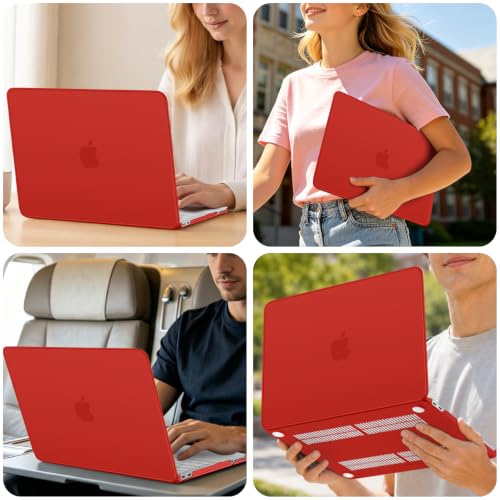 Image of MOSISO Compatible with MacBook Neo Case 13 inch 2026 A3404 A18 Pro Chip | 4 in 1 Kit Precision Fit Crack & Scratch Resistant Protective Hard Shell Case Cover, Red