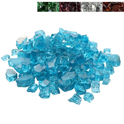 Koncemel 10-Pound Fire Pit Glass Beads, 1/2 inch High Luster Reflective Fire Glass Rocks, Decorative Fire Pit Glass Pellets, Lake Blue
