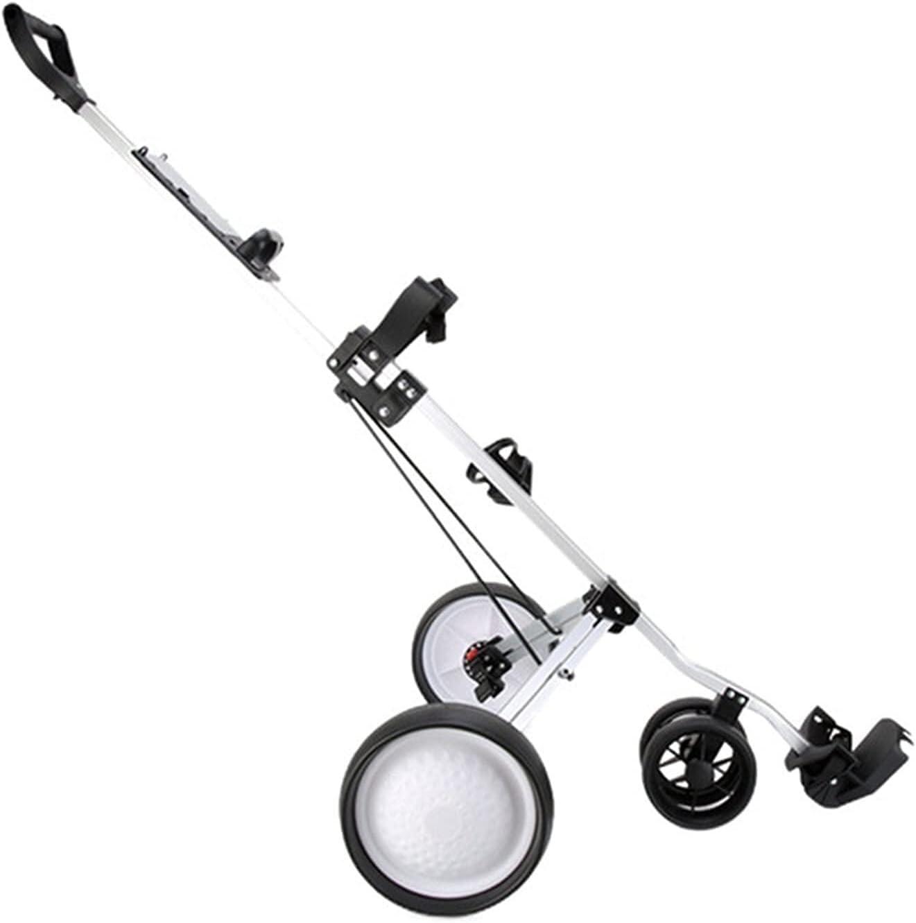 Carrello da golf pieghevole a 4 ruote, carrello da golf a mano, carrello da golf leggero, facile da aprire e chiudere (bianco)