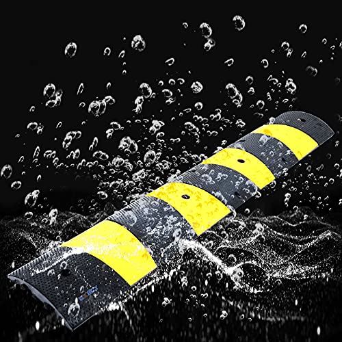Image of CXRCY Heavy Duty Speed Bumps 6FT 2 Pack 2-Channel Modular Traffic Driveway Speed Bump Hump Heavy Duty Rubber Cable Ramp with 8 Bolts for Asphalt Concrete Garage Gravel Roads (72 x 12 x 2.4 Inch)