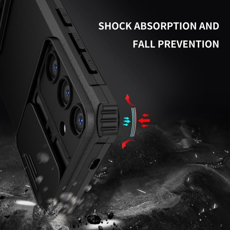 Image of Back Cover Case for Samsung Galaxy S25 5G | Sliding Camera Shield | Stereoscopic Stand | 360 Protection Mobile Phone Case Cover for Samsung Galaxy S 25 / S25 5+G | PC, Black Back Cover