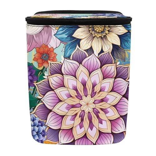 Image of Bright Blossom Flower Car Trash Can Hanging Garbage Bags for Back Seat,Durable Large Capacity Automotive Garbage Bin Rubbish Storage Bag for Travel,Picnic