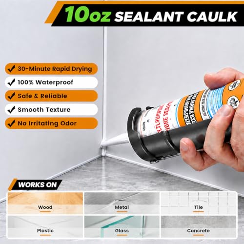 Professional Caulk Gun Kit with Caulk Remover & Silicone Sealant - 5 in 1 Caulking Tool Set for Caulking Removal, Includes Caulking Gun Tool, Silicone Scraper - Image 6