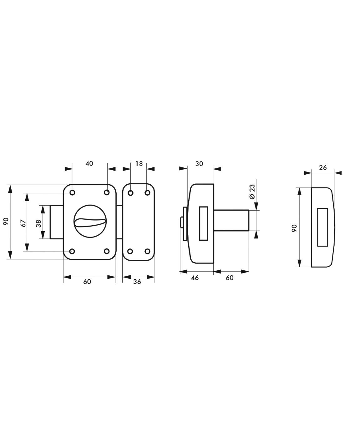 THIRARD - Cerradura con Botón Corvette para Puerta de Entrada - Cilindro Latón 60 mm - Ø 23 mm - Acero - 3 Llaves Dentadas - Seguridad Hogar - Epoxy Bronce - Alto 90 mm - Ancho 60 mm