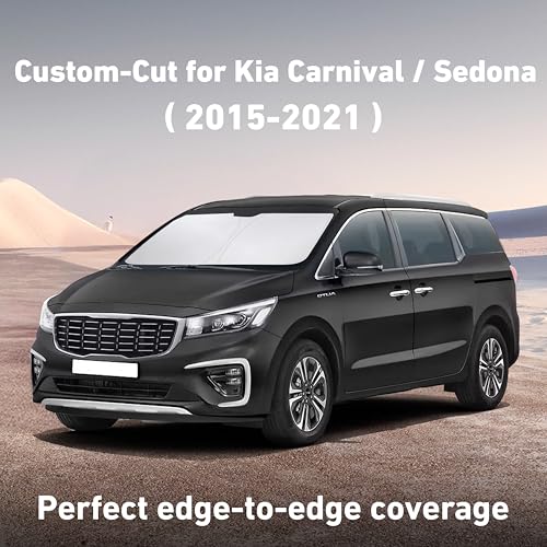 Image of EcoNour Windshield Sunshade Compatible for Kia Carnival /Sedona 2015-2019 2020 2021, Sun Visor for Front Windshield & Window Sun Shade Cover, UV Heat Blocker & Protector, Car Accessories