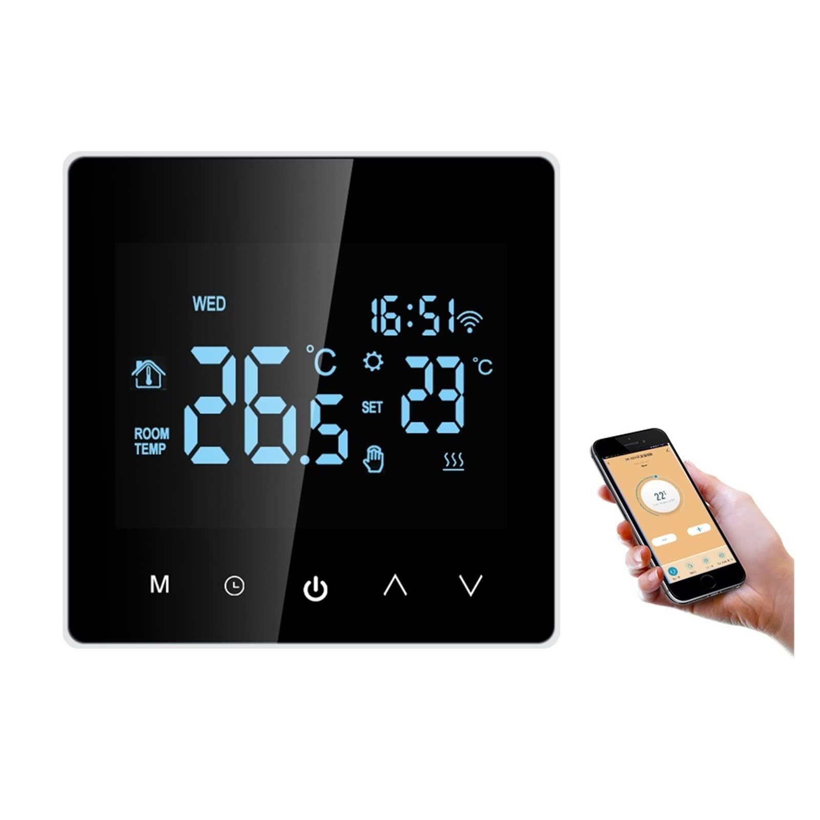 Termometro da interno igrometro digitale Smart Home WiFi Riscaldamento termostato termostato Acqua/gas Caldatura Elettrico Temperatura del pavimento elettrico Wireless Con display LCD(WIFI Electric)