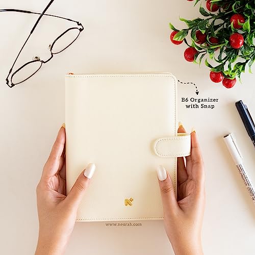 Image of NEORAH - B6 Notebook SLEEVE with SNAP Button - [ SLEEVE ONLY ]|Vegan Leather|Office Diary Holder with Penloop| 2 Front & 1 Back Pocket | 6 Card Slots |2 BookMarks - Fits any B6 Softcover -AFTERGLOW