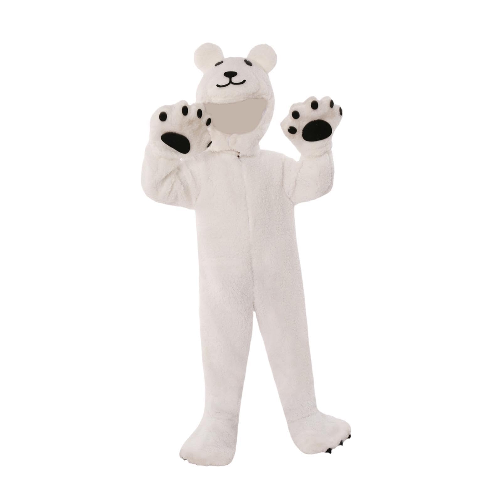 TISHITA Cosplay Jumpsuit Kinder Plüschoverall Kapuzenanzug mit Und Handschuhen Aus Langärmligem Material für Halloween Karneval Familienspiel, M