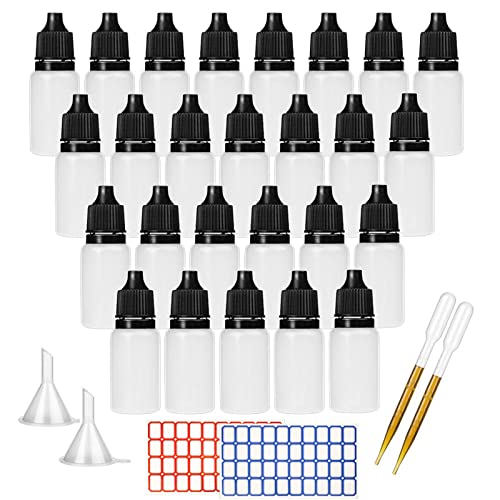 DONQL 10ml flacon compte gouttes 26 pièces flacon plastique fiole e liquide fiole plastique idéal pour les gouttes oculaires, les liquides de vapotage, les huiles essentielles et plus encore Cover