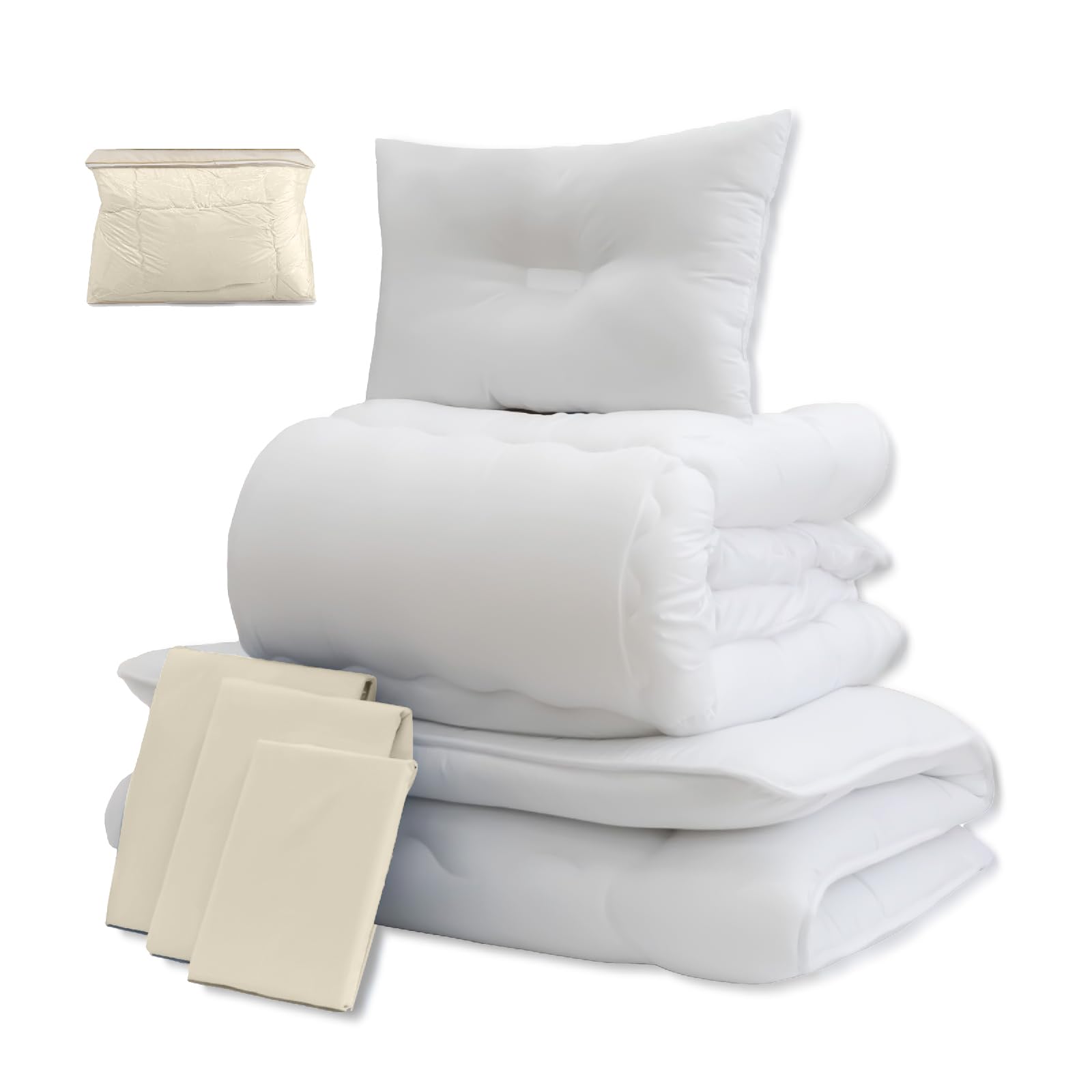 TEIJIN Ready-to-Use Futon Set, Anti-Mite, Antibacterial, Deodorizing, Cover Included, Storage Bag, 3-Layer Matton, Washable Comforter and Pillow, All Seasons, Comfortable, Mighty Top II, Exclusive to