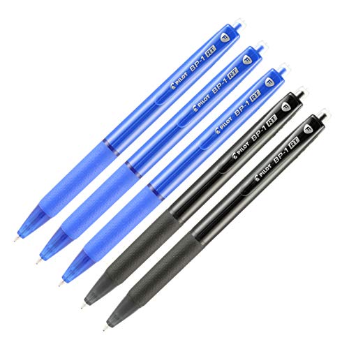 Image of Pilot 1729 BP1RT Ball Pen - Pack of 12 (Black) BP1 Ball Pen - Pack of 5 - (3 Blue Pens + 2 Black Pens)