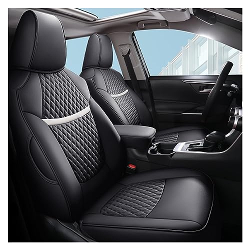 Juego Completo Fundas Asiento Coche Ajuste Personalizado Para Seleccionar Para Toyota Para RAV4 Gasoline/Hybrid 2019-2023 Polipiel Impermeable Fundas Asientos Coche(Negro)
