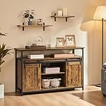 Yaheetech TV Stand, Entertainment Center with Storage Cabinets for 55 Inches TV, Barn Door TV Stand with Height Adjustable Shelves, Farmhouse TV Console for Living Room, 47 Inch - Image 3