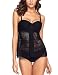 Lookbook Store Women's Black Two Pieces Crochet Lace Sweetheart Front Slit Tankini Set Swimsuit Size M(US 8-10)