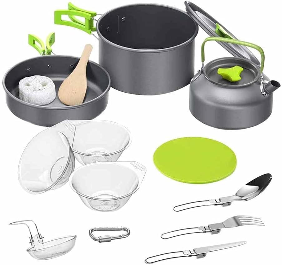 1 Set Outdoor Tableware Kit Reusable l Lightweight Camping Tools Cookware Travelling Hiking Picnic BBQ Equipments