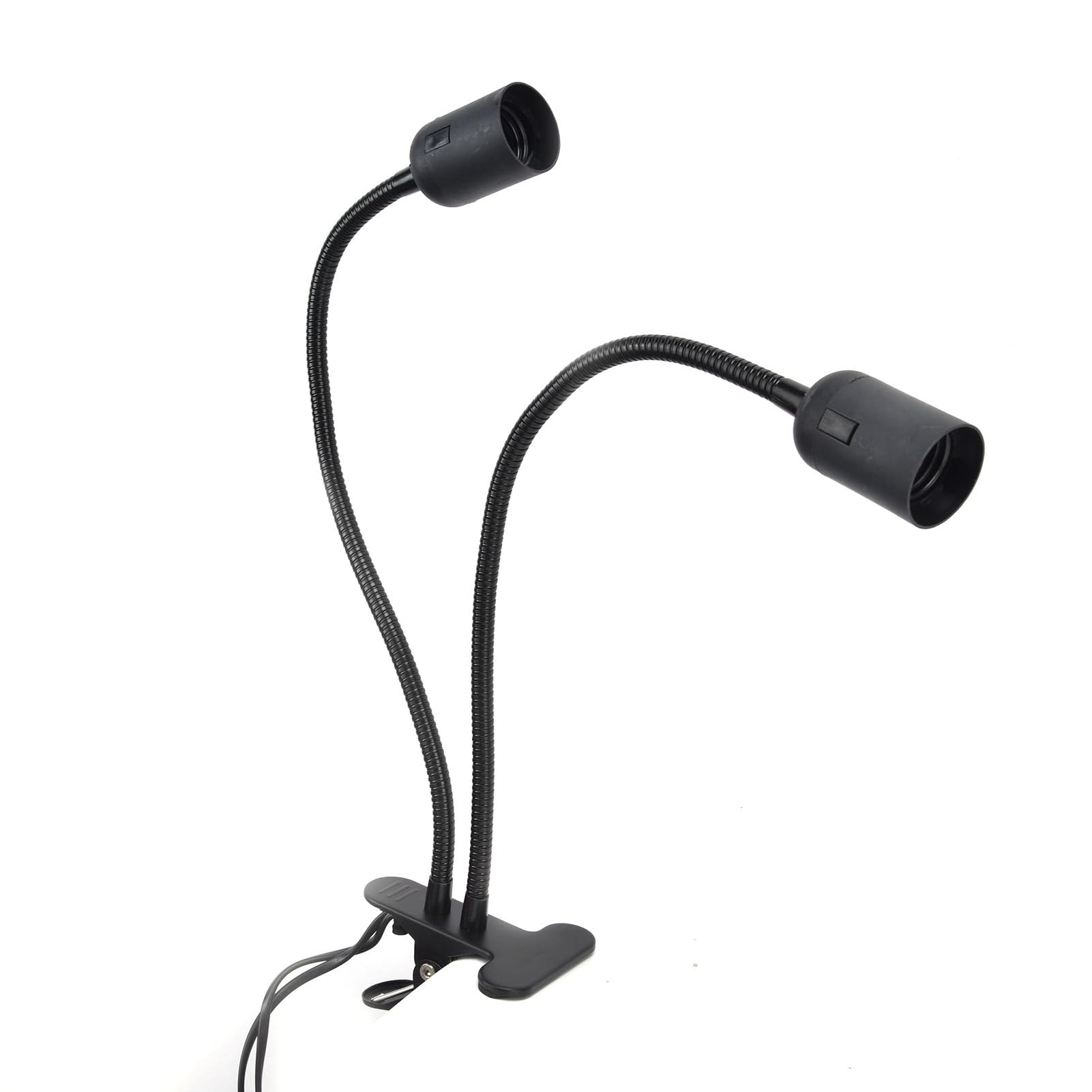 Lampe à Pince Réglable 360° Col De Cygne Métal E27 - Parfaite Pour Lecture Bureau, Éclairage Plantes & Reptiles (Noir, Sans Ampoule)