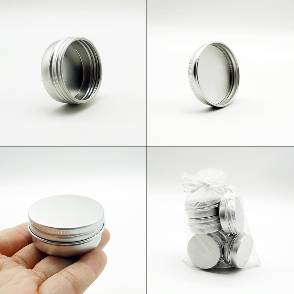 Wopanxye 10pack Aluminum Tin Jars 60ml, 15ml Empty Cosmetics Container Pots Travel 30ml Makeup Tins with Screw Lids - Image 3