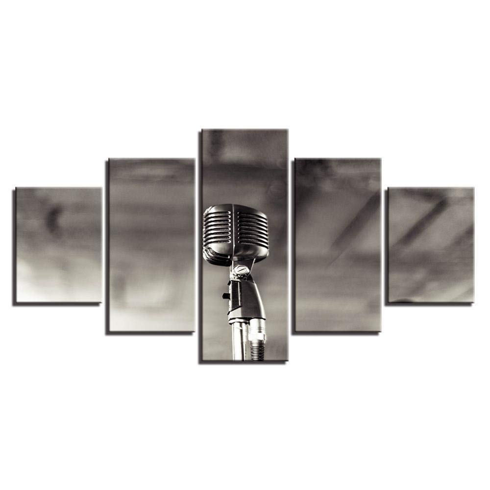 Peinture à l'huile moderne de microphone pour une ambiance musicale et poétique chez soi