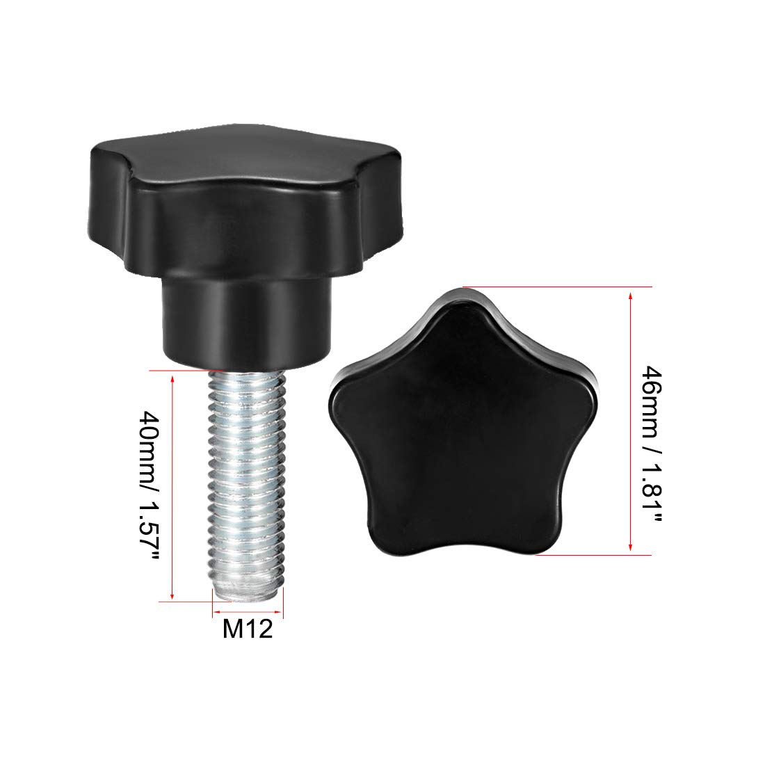 Adjustment Knobs 3-Pack Star Knob Handles - M12 Thread For Machine ...