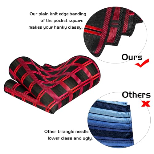 Image of 5PCS Mens Silk Tie, Pocket Square, Cufflinks, Drilled Tie Ring and Lapel Pin Set for Wedding Groom Party