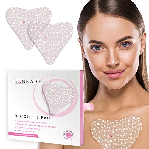 Bonnabe Chest Wrinkle Pads - Decollete Anti Wrinkle Chest Pads Set of 2 Silicone Wrinkle Patches - Silicone Chest Pads for Wrinkles Reusable Skin Treatment for Chest Wrinkles Prevention