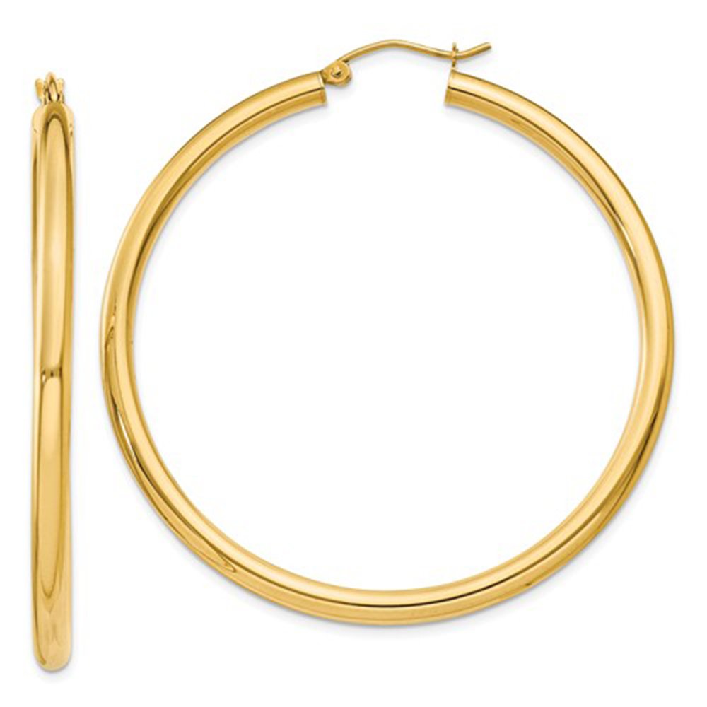 pf 14K Yellow Gold Classic Real Hoop Earrings