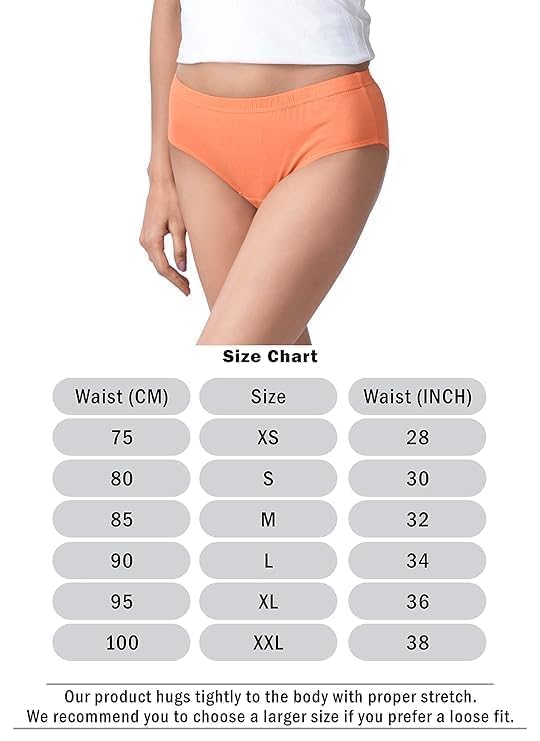 Image of Women Hipsters Panties 100% Super Soft Cotton Hipster Ladies Plain Bright Panty /Innerwear Soft Panties Underwear Combo Pack (Colour May Very)