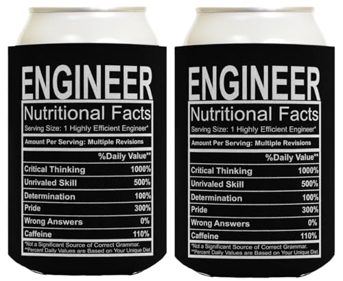 Engineering Gifts Engineer Nutritional Facts Engineer Gag Gifts Electrical Engineer Gifts 2-Pack Can Drink Thermocoolers