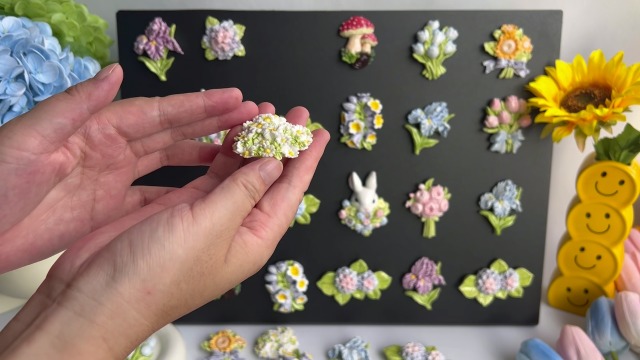 Imán decorativo de cerámica margarita blanca miniatura 7
