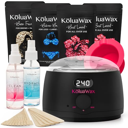 KoluaWax Premium Waxing Kit for Women - Beginner Friendly - Complete Wax Kit that includes 14oz of...