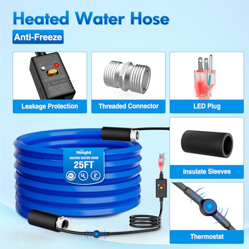 Image of Nilight 25FT Heated Water Hose RV 5 /8 inchInside Diameter -45F Freeze