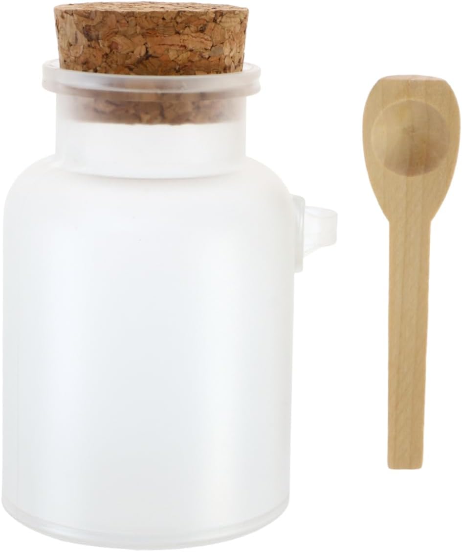 Empty 200g ABS Bath Salt Jar with Wooden Cork and Spoon