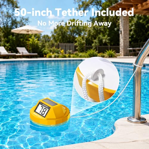 Image of BaldrTherm Pool Thermometer Digital Floating, Swimming Pool Water Temperature Sensor, 2026 New Upgrade | Solar Powered | Easy Read | High Precision | Anti-Fog, for Hot Tub, Spa & Ice Bath (Yollew)