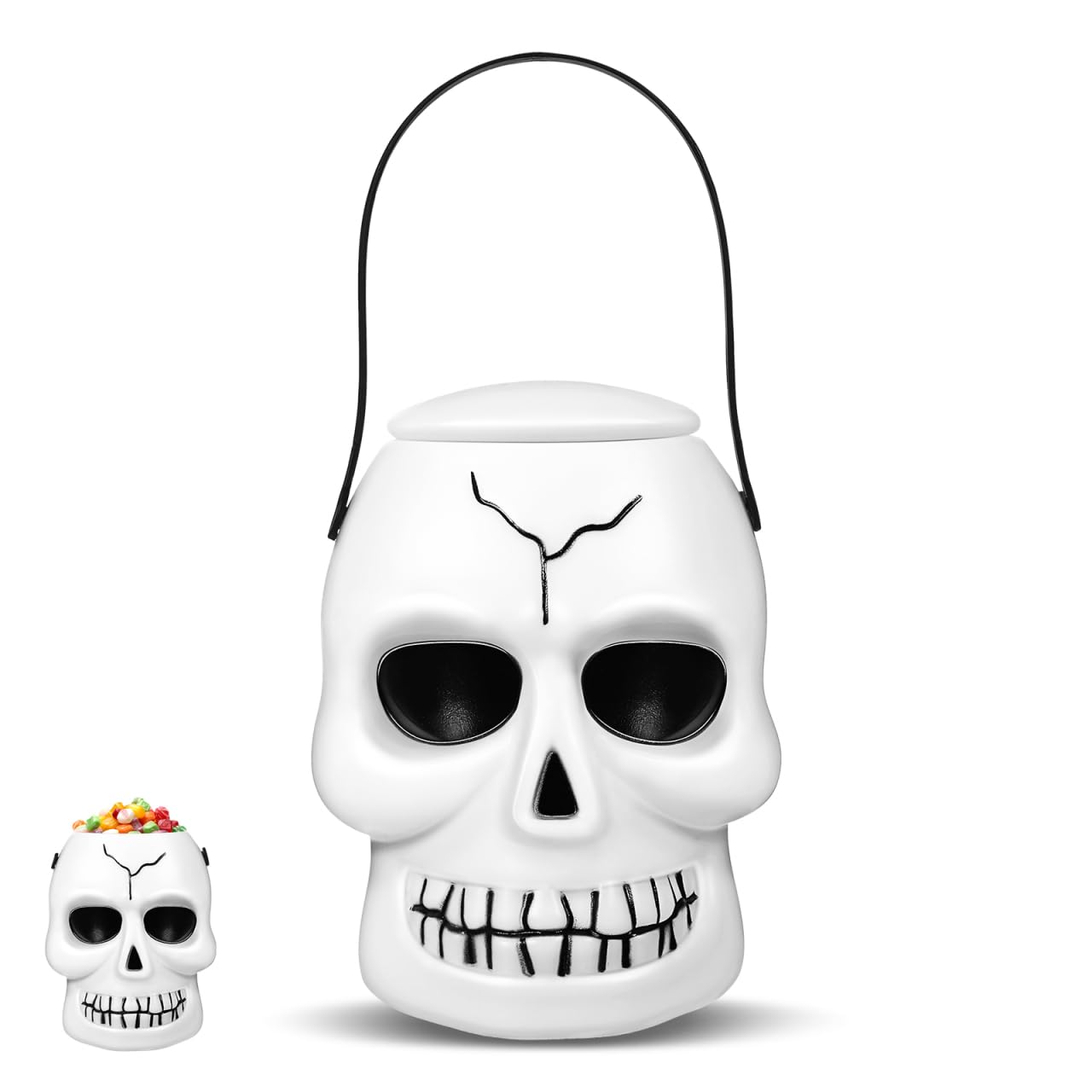 Seau à friandises crâne DECHOUS grand format réutilisable pour Halloween