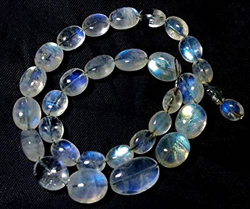 Pierre de lune arc-en-cland perles ovales lisses de 4.5 à 8.5 mm pour création de bijoux uniques