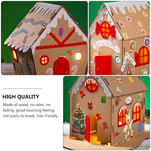 Decoração de mesa de madeira para casa de Natal ExCEART com iluminação de madeira, decoração de alde