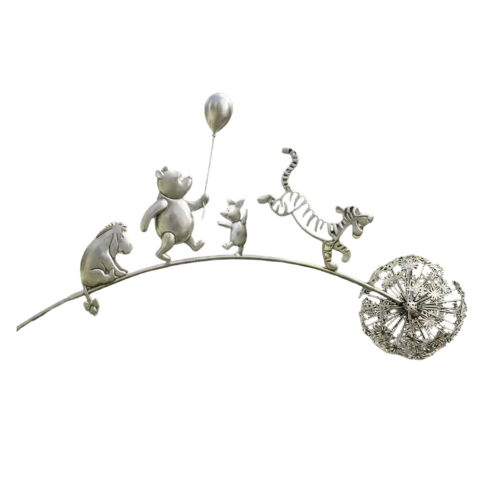Quoravel Animal Garden Stake, Rustic Yard Art Decorations with Dandelion Accent, Metal Garden Sculpture for Lawn Patio Backyard B 1pc