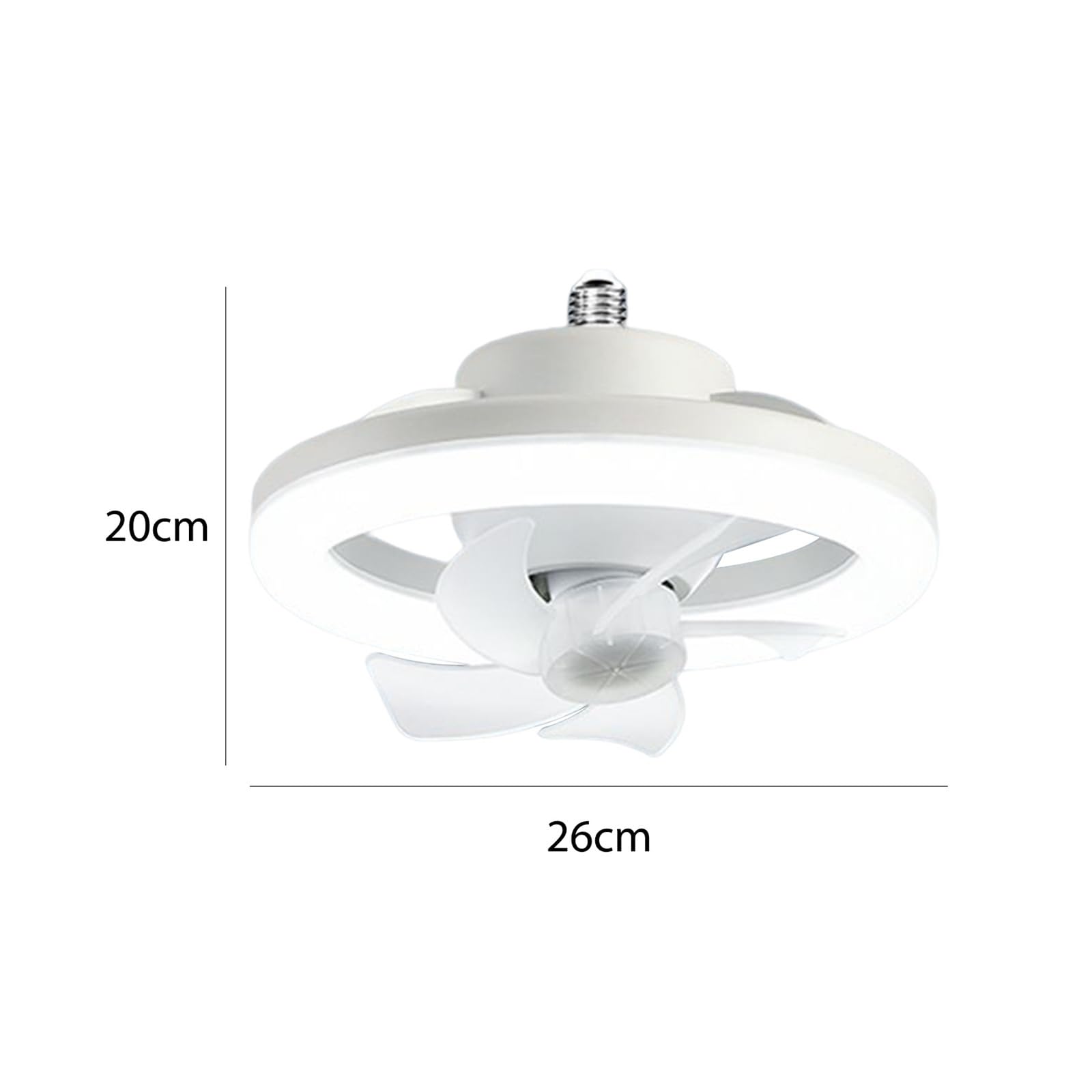 Luz de ventilador techo, luz eléctrico, portalámparas E27, sacudida cabeza 360, viento regulable 3 velocidades for el hogar, habitación los niños RefrigeracióN Silenciosa(E)