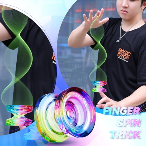 magicyoyo k2 responsive yoyo for kids 8-12 professional yo yo for beginners plastic dual function yo-yo with 12 yoyo strings yo-yos case bag  yoyos accessory kit blue pink yellow gradient