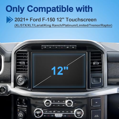 Image of Anti-Glare Matte 2021-2026 F150 Screen Protector, for Ford F-150 (STX /XLT /Lariat /Tremor /King Ranch /Platinum /Limited /Raptor),9H Tempered Glass 2025 F150 Truck Accessories HD&Anti-Fingerprint 12 inch
